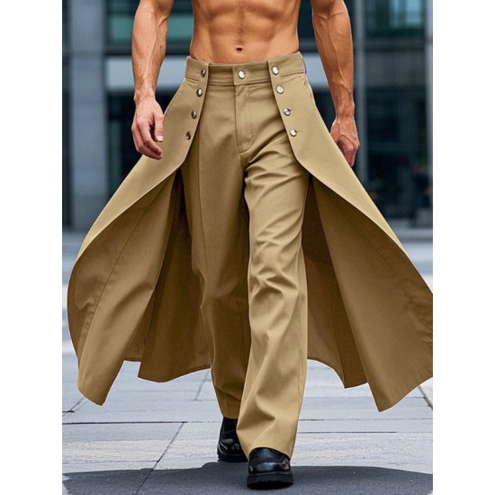 Men's Faux Two-Piece Layered Casual Trousers