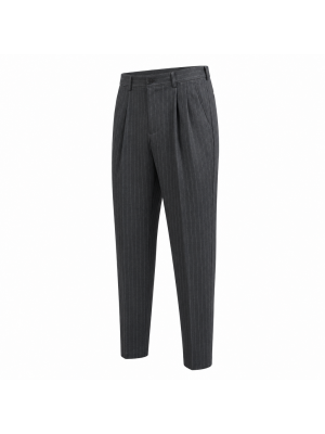 Men's Striped Pleated Tapered Trousers