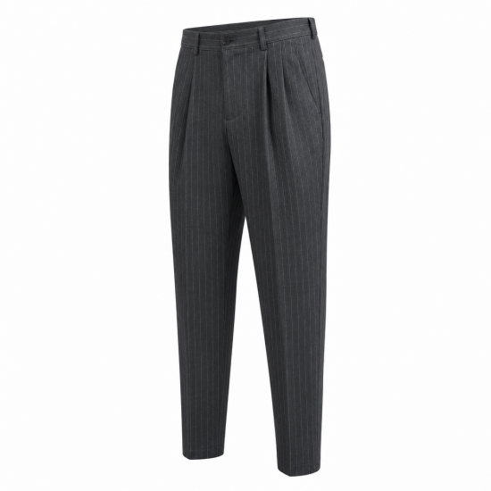 Men's Striped Pleated Tapered Trousers