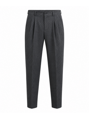 Men's Striped Pleated Tapered Trousers