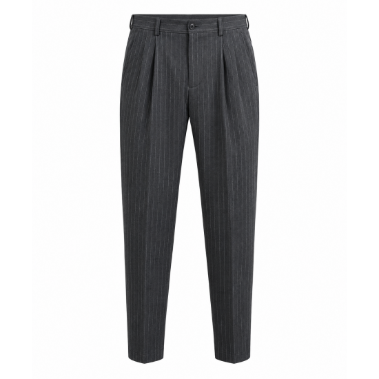 Men's Striped Pleated Tapered Trousers