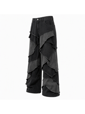 Men's Ruffled Patchwork Casual Trousers