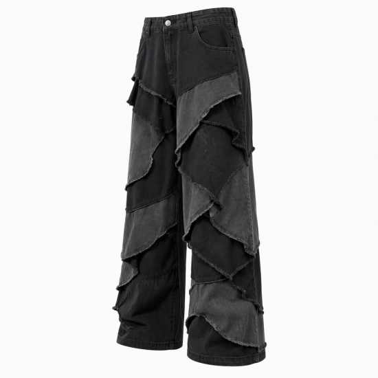 Men's Ruffled Patchwork Casual Trousers
