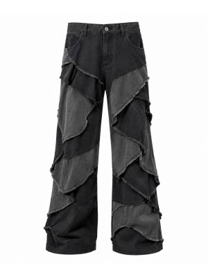 Men's Ruffled Patchwork Casual Trousers