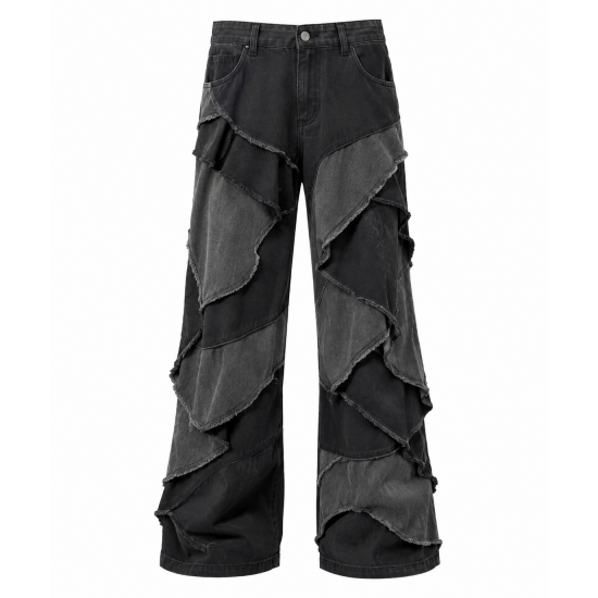 Men's Ruffled Patchwork Casual Trousers