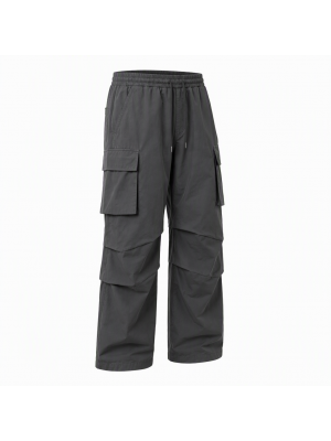 Men's Solid Color Layered Casual Trousers