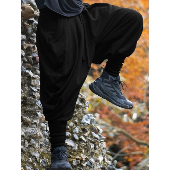 Men's Solid Pleated Loose Casual Trousers