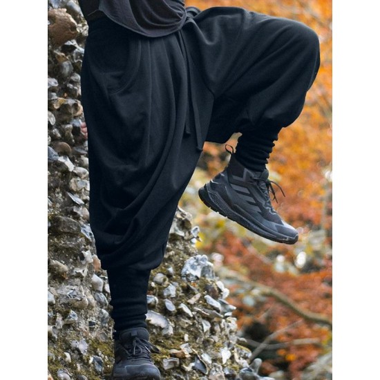 Men's Solid Pleated Loose Casual Trousers