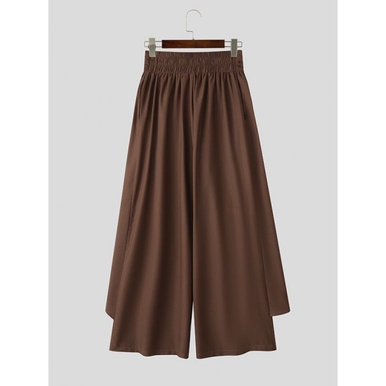 Men's Solid Ruffled Patchwork Trousers