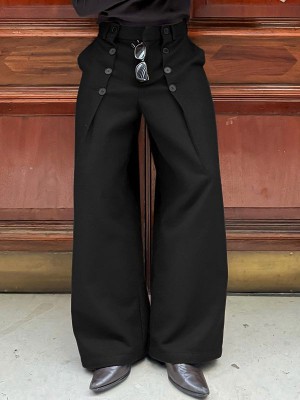 Men's Solid Color Deconstructed Loose Fit Trousers