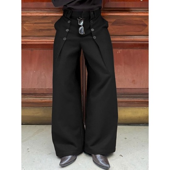 Men's Solid Color Deconstructed Loose Fit Trousers
