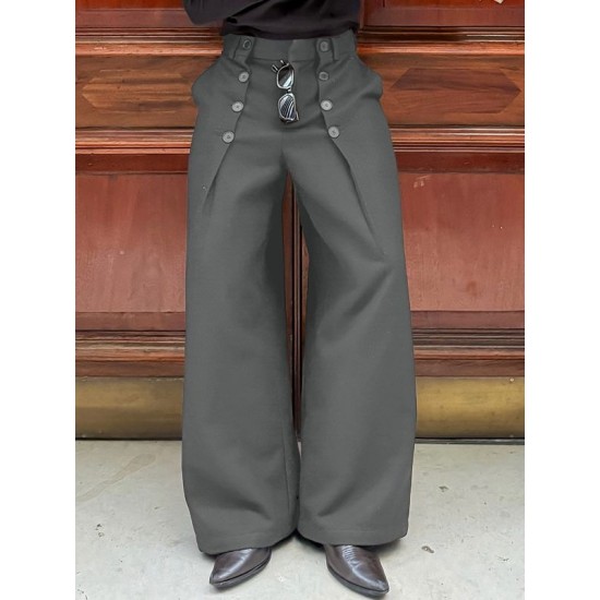 Men's Solid Color Deconstructed Loose Fit Trousers