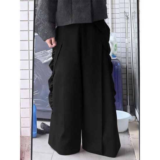 Men's Deconstructed Bubble Pleated Wide Leg Trousers