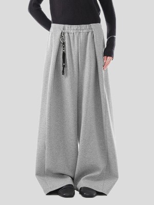 Men's Solid Color Pleated Loose Fit Wide Leg Trousers