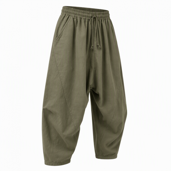 Men's Solid Color Drop Crotch Loose Fit Trousers