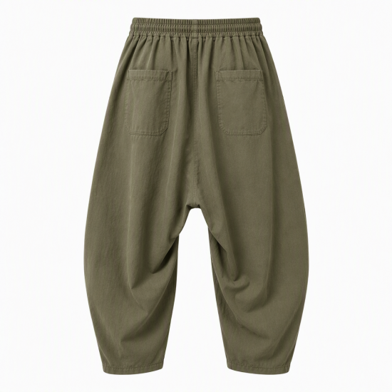 Men's Solid Color Drop Crotch Loose Fit Trousers