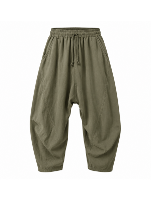 Men's Solid Color Drop Crotch Loose Fit Trousers