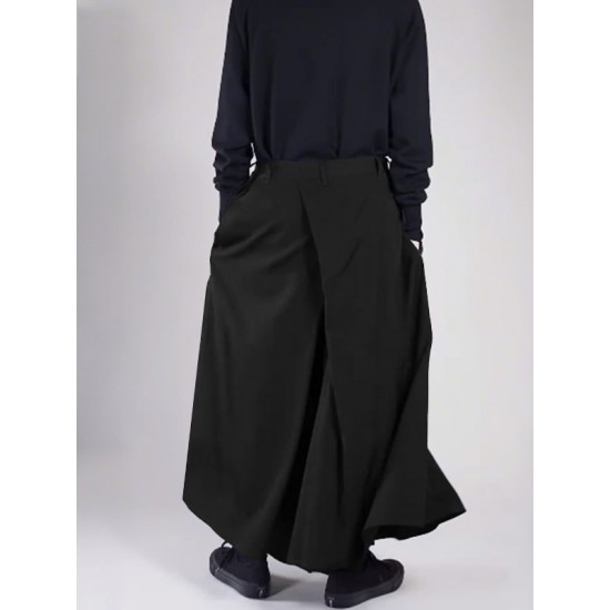 Men's Deconstructed Solid Color Pleated Trousers
