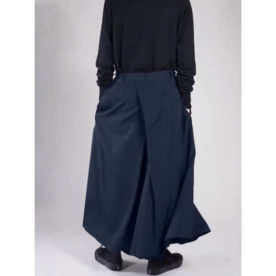 Men's Deconstructed Solid Color Pleated Trousers