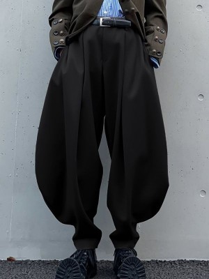 Men's Deconstructed Solid Color Oversized Trousers
