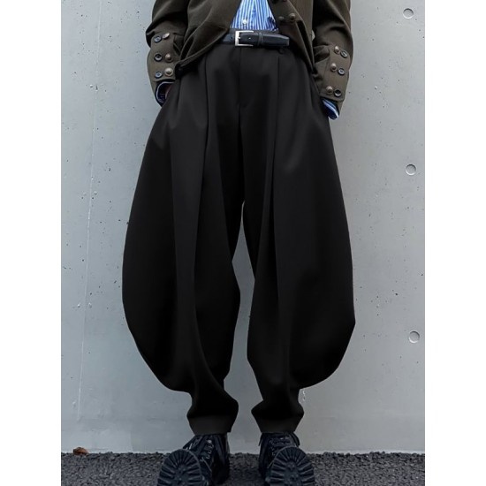 Men's Deconstructed Solid Color Oversized Trousers