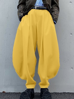 Men's Deconstructed Solid Color Oversized Trousers
