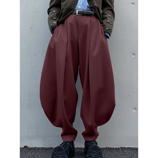 Men's Deconstructed Solid Color Oversized Trousers