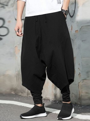 Men's Faux Two-Piece Patchwork Wide Leg Trousers