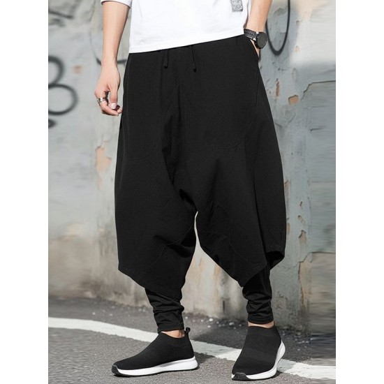 Men's Faux Two-Piece Patchwork Wide Leg Trousers