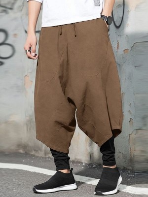 Men's Faux Two-Piece Patchwork Wide Leg Trousers
