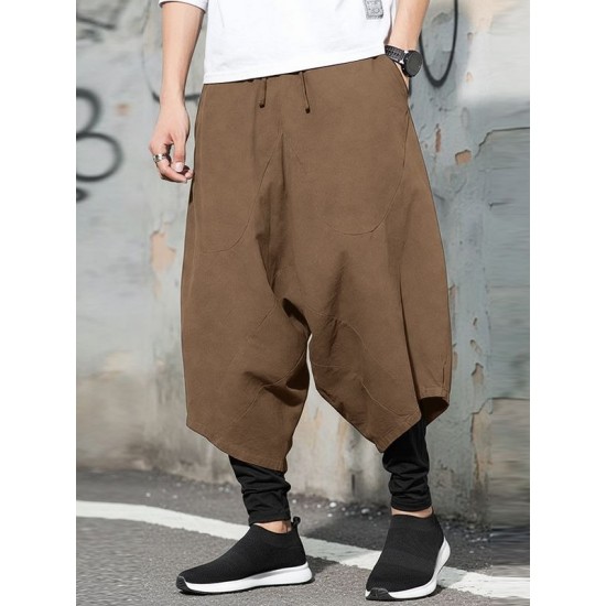 Men's Faux Two-Piece Patchwork Wide Leg Trousers
