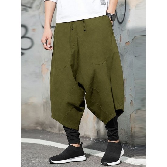 Men's Faux Two-Piece Patchwork Wide Leg Trousers