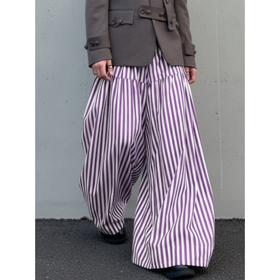 Men's Casual Striped Wide Leg Trousers