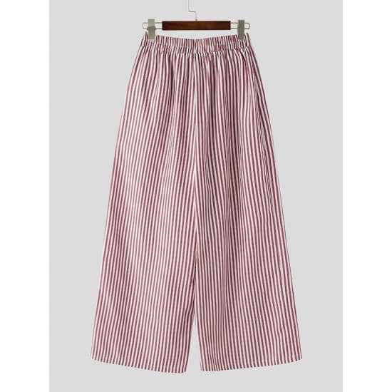 Men's Casual Striped Wide Leg Trousers