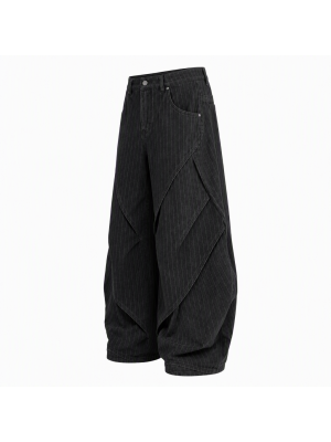 Men's Deconstructed Striped Curved Blade Trousers