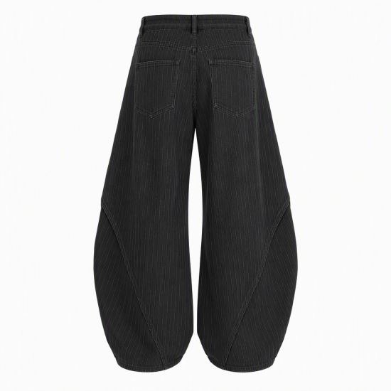Men's Deconstructed Striped Curved Blade Trousers