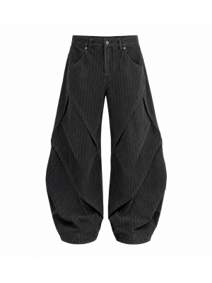 Men's Deconstructed Striped Curved Blade Trousers
