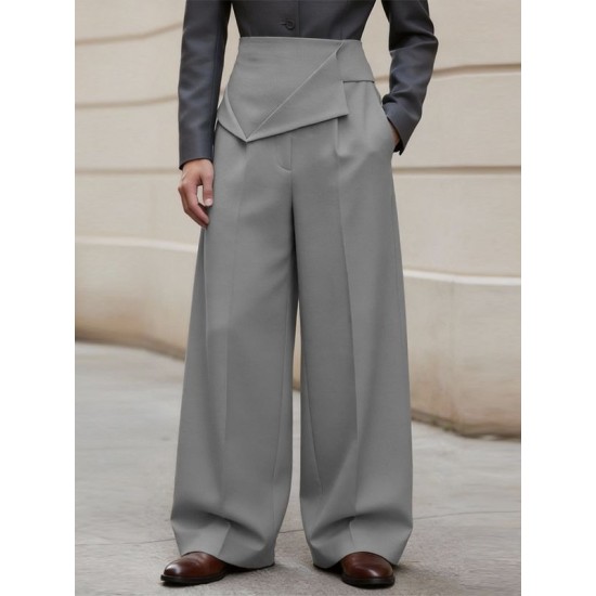 Men's Deconstructed Pleated Design Long Trousers