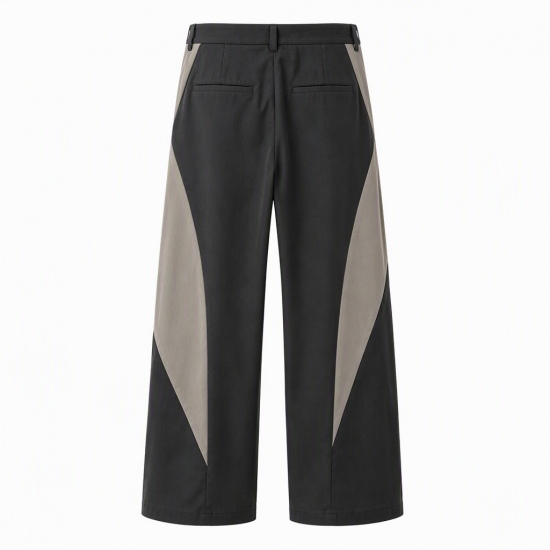 Men's Deconstructed Contrast Color Pleated Long Trousers