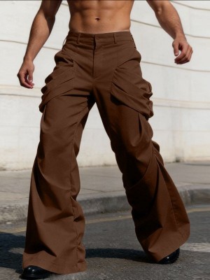 Men's Deconstructed 3D Ruched Flared Trousers