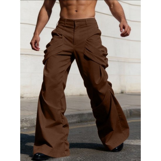 Men's Deconstructed 3D Ruched Flared Trousers