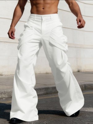 Men's Deconstructed 3D Ruched Flared Trousers