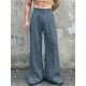 Men's Solid Color Asymmetric Placket Button Casual Trousers