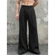 Men's Solid Color Asymmetric Placket Button Casual Trousers