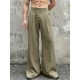 Men's Solid Color Asymmetric Placket Button Casual Trousers