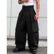 Men's Panel Patchwork Frog Button Wide Leg High Waist Trousers