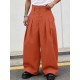 Men's Solid Color Frog Button Design Loose Long Trousers