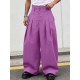 Men's Solid Color Frog Button Design Loose Long Trousers