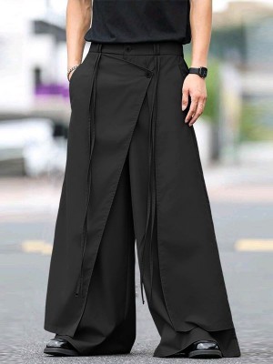 Men's Asymmetric Layered Wide Leg Trousers