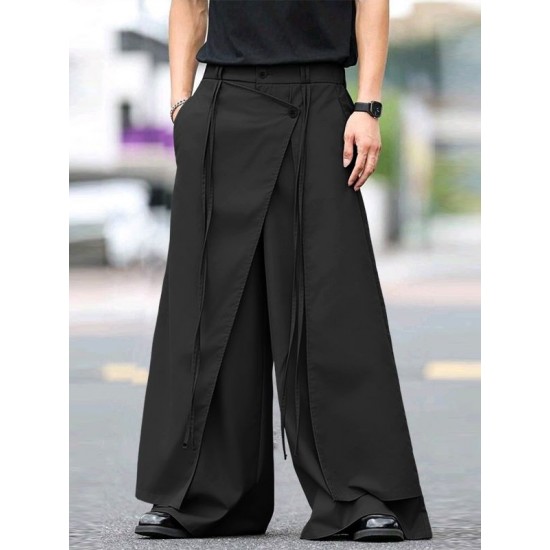 Men's Asymmetric Layered Wide Leg Trousers